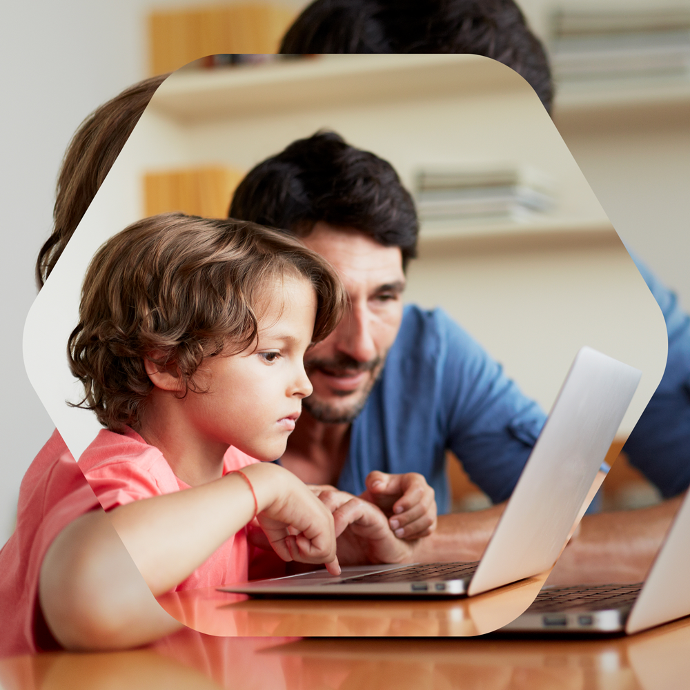 Father and son customers enjoying Wi-Fi that actually works