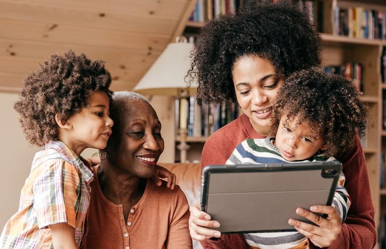 A happy multi-generational family enjoying Wi-Fi that actually works